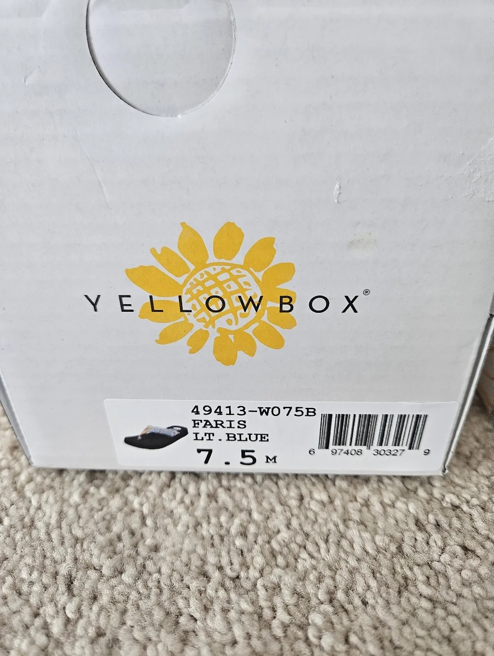 New In Box Yellow Box Yellow Box Faris, Lt. Blue Flip Flop Sizes 7 / 7.5 / 8 - Picture 12 of 16